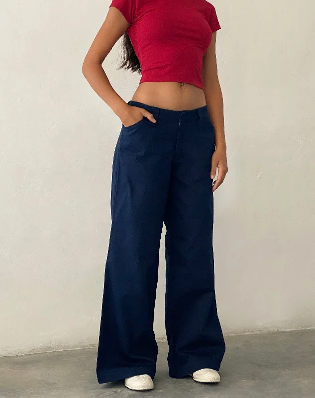 Chic Style, Always In Vogue Kaomy Wide Leg Trouser in Navy