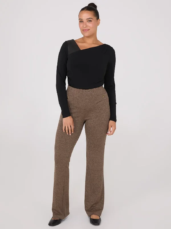 Casual Yet Stylish Separates Flare Leg Melange Knit Pants