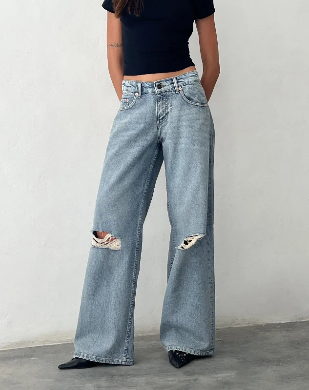 Exclusive Sale Ripped Roomy Extra Wide Low Rise Jean in Vintage Blue Wash