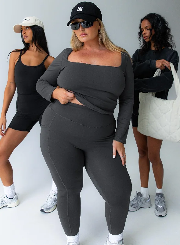 Trendy Threads Achieve Activewear Leggings Grey Curve