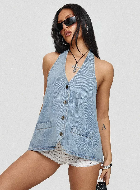 Best Online Clothing Boutiques Hills Halter Washed Blue