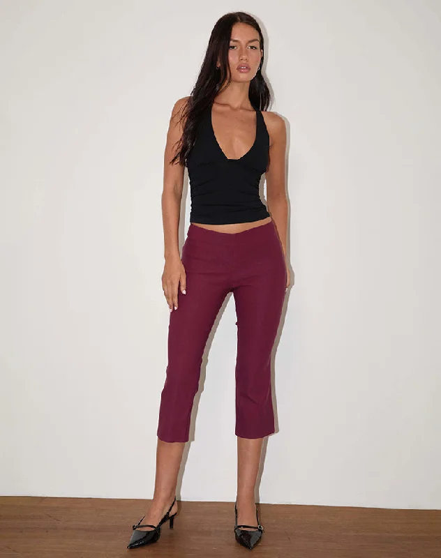 Trendy Casual Outfits Kila Capri Trousers in Tailoring Burgundy