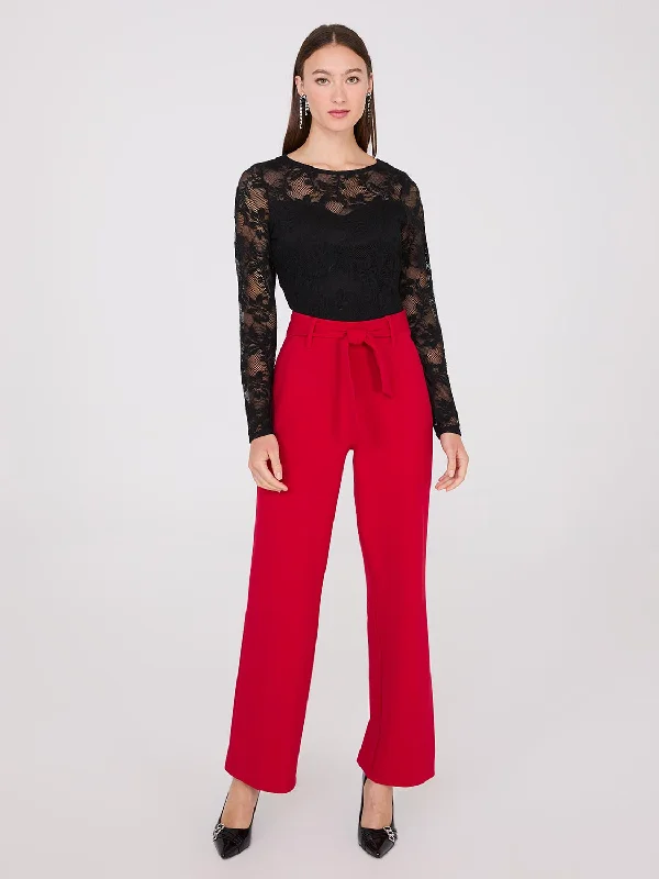 Contemporary Women's Clothing Crepe Sash Pants