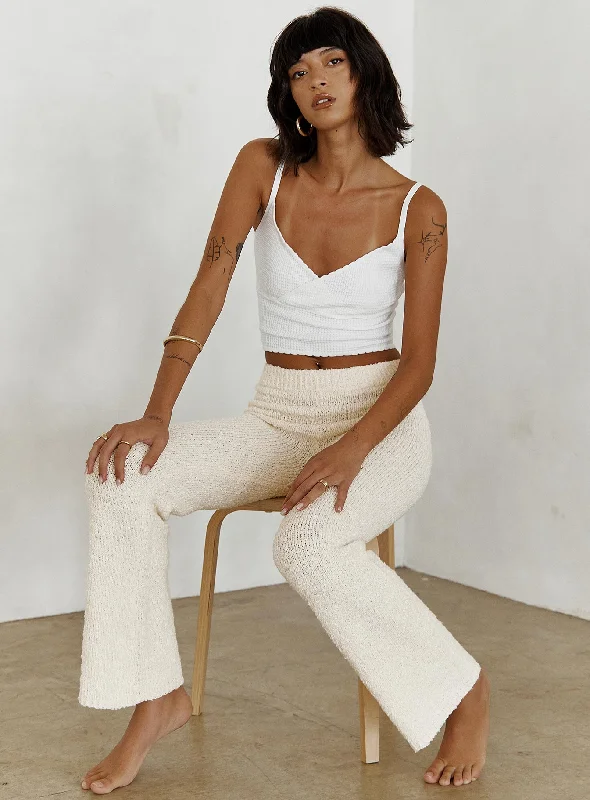 Get The Latest Trends Night In Boucle Pants Cream