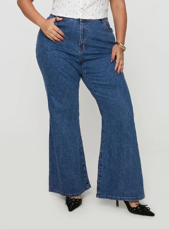 Women's Clothing Sale Online Lucille High Rise Flare Leg Jeans Mid Wash Curve