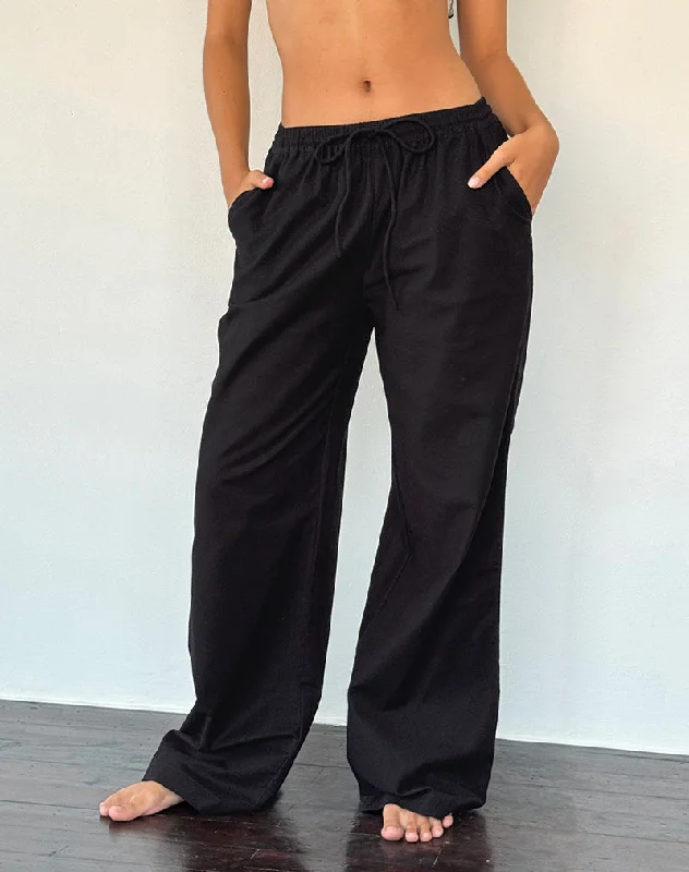 Online Boutique Stores Wasic Wide Leg Linen Trouser in Black