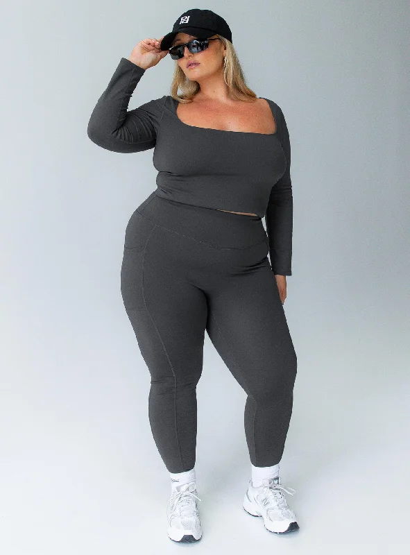 Trend Setting Threads Unstoppable Activewear 7/8 Leggings Grey Curve