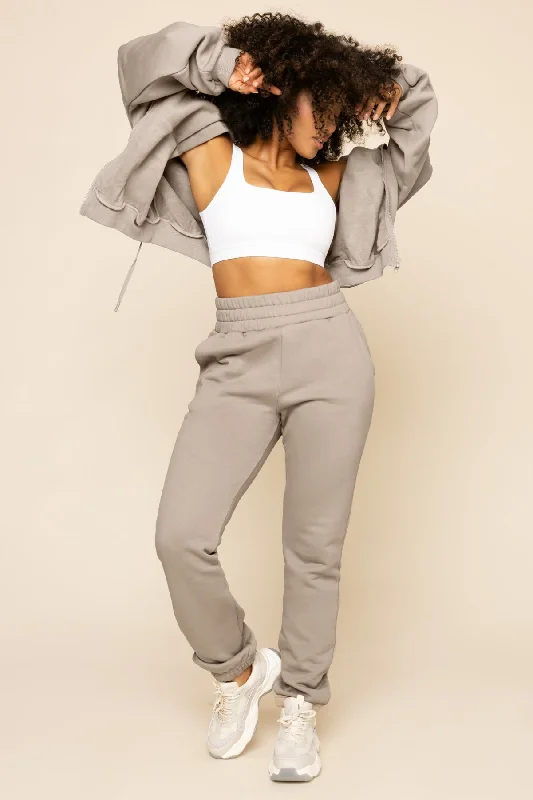 Trend Forward Threads Cloud Rollover Sweatpant - Taupe