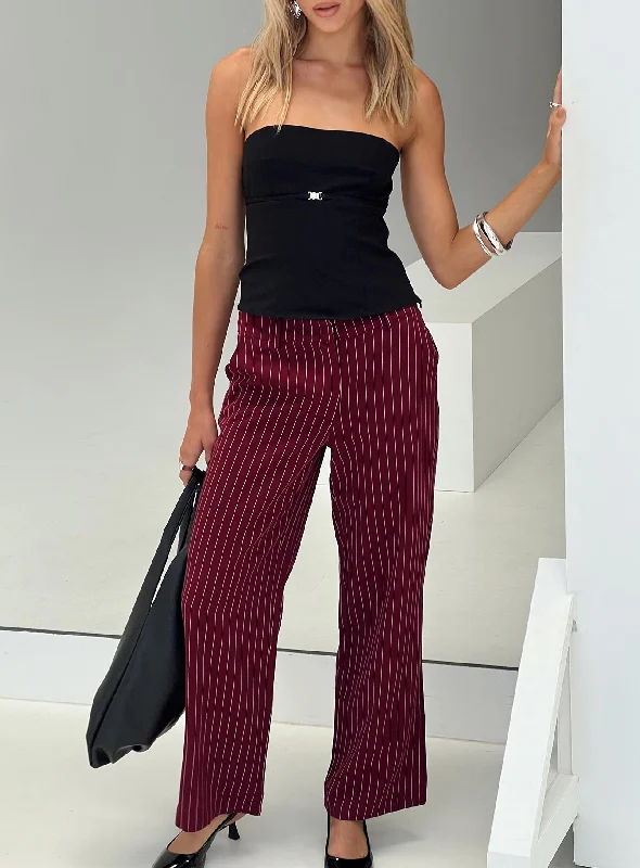 Chic Outfits Aquaville Pants Burgundy Pinstripe