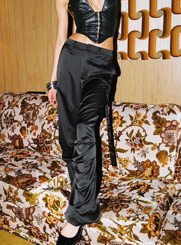 Boho Chic Fashion Butterfly Cargo Pants Onyx