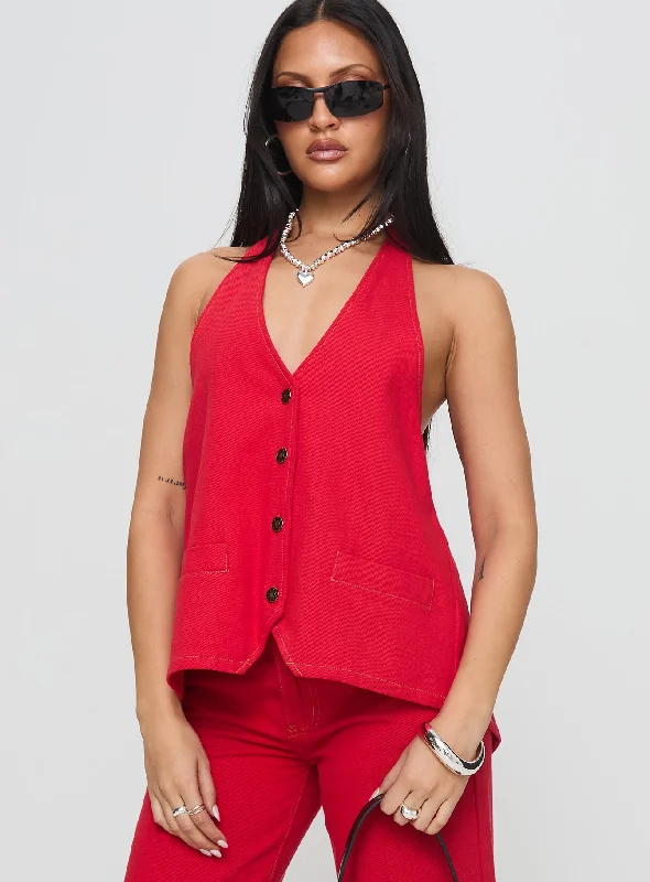 Clothing Sales Hills Halter Crimson