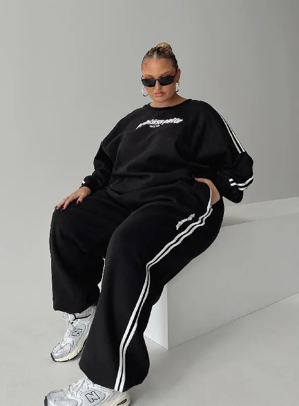 Clothes For Sale Princess Polly Track Pants Stripe Black / White Curve