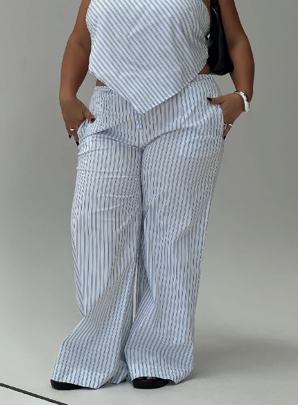 Holiday Special Offers Collied Low Rise Pants Blue / White Stripe Curve