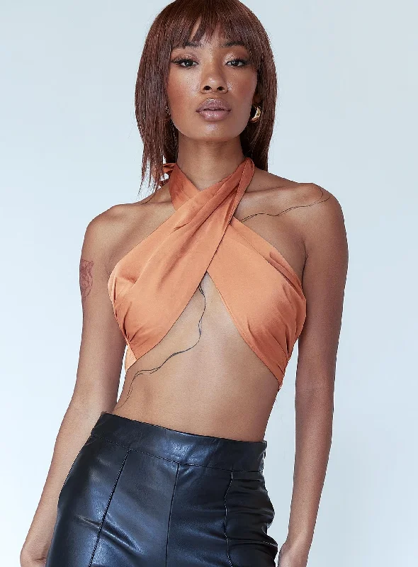 Elegant Attire For The Modern Lady Twista Top Orange