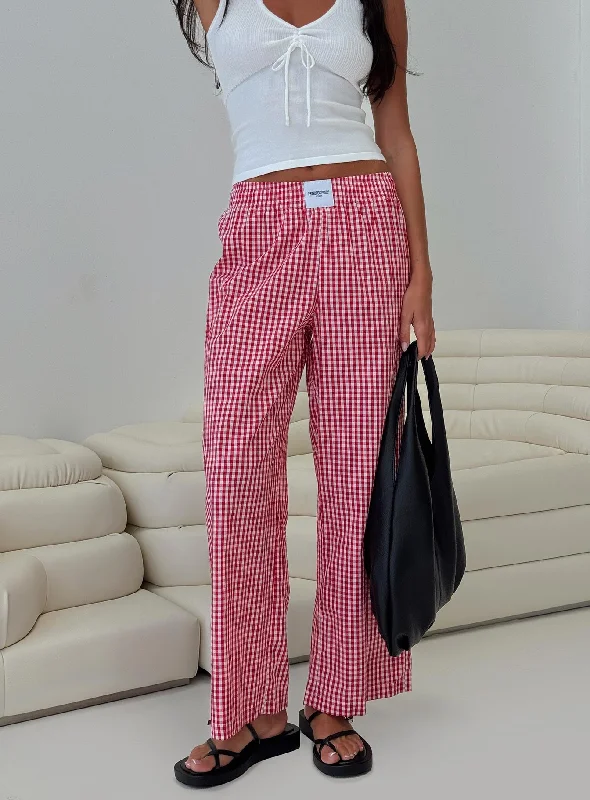 Effortless Chic Apparel Beach House Pants Red Gingham