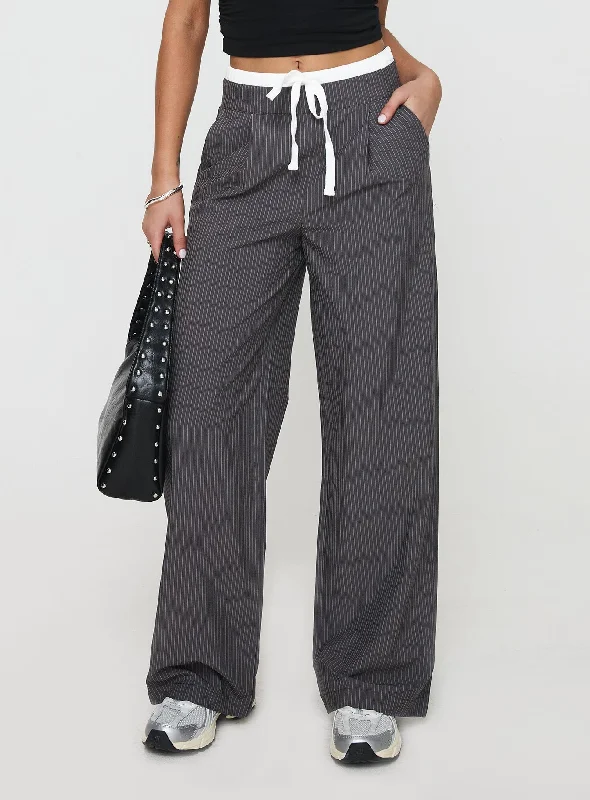 Premium Style Auclaire Pinstripe Pant Charcoal