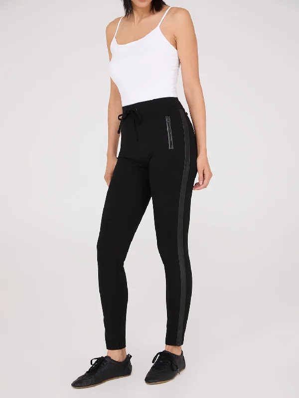 Don't Miss Out Faux Leather Trim Ankle Length Pants