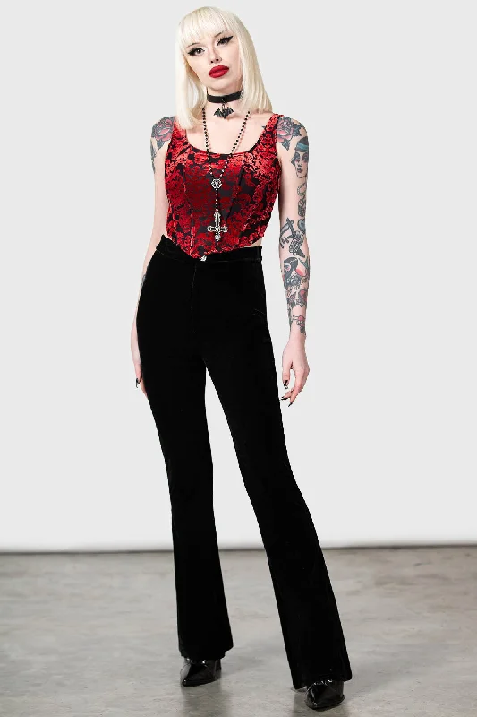 Online Boutique Stores Thena's Thistle Velvet Bootcut Trousers