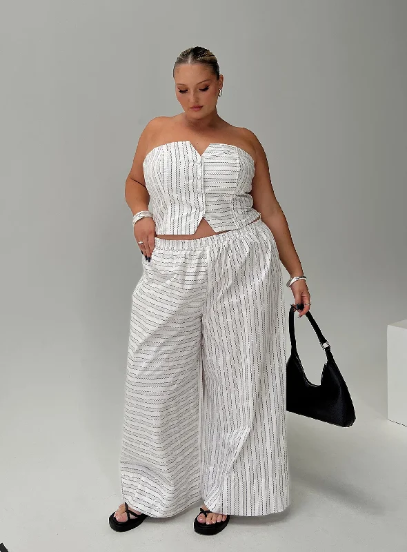 Athleisure Wear Boarder Pants White Stripe Curve