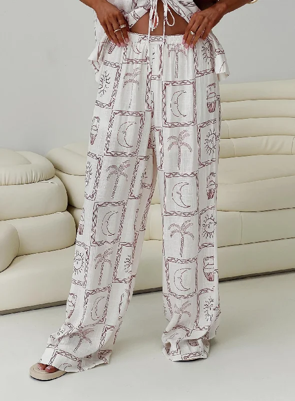 Modern Casual Clothing Sun Dream Pants Cream / Multi