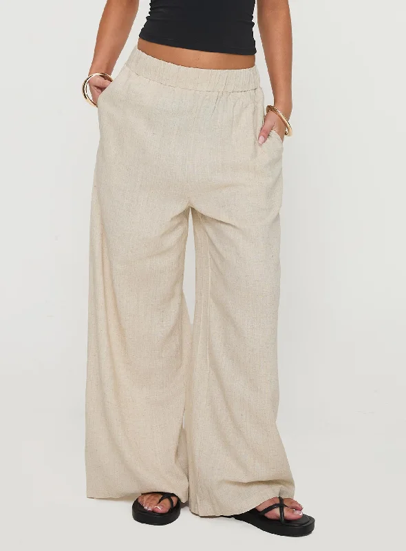 Timeless Classics Pellegrini Linen Wide Leg Pants Natural