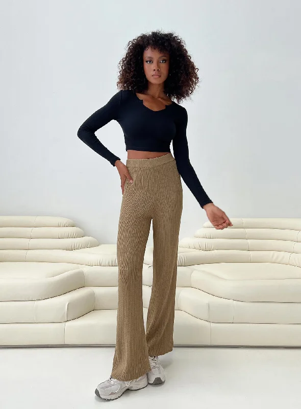 Comfort Meets Fashion Lexie Knit Pants Beige Marle