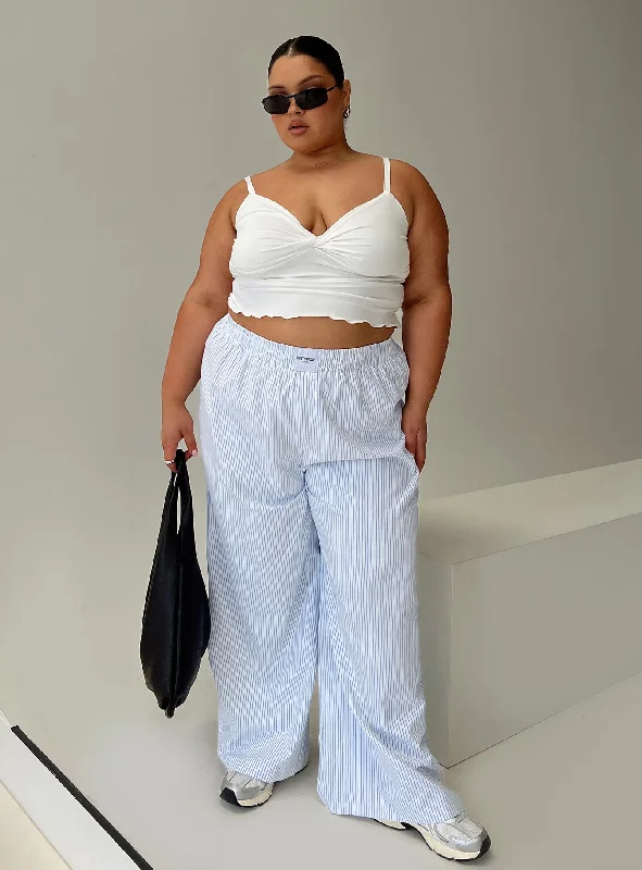 Plus Size Women's Fashion Beach House Pants Blue Stripe Curve