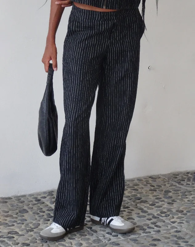 Bid Farewell To The Old Season MOTEL X JACQUIE Graba Straight Leg Trouser in Sketchy Stripe Black