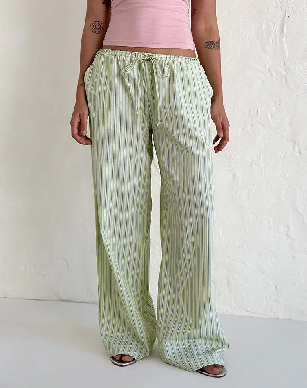 Clothes For Women Samir Trouser in Light Green Stripe