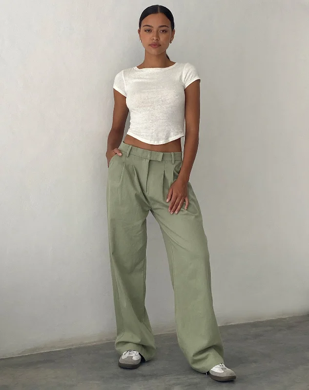 Daily Essentials Satria Extra Wide Trouser in Sage