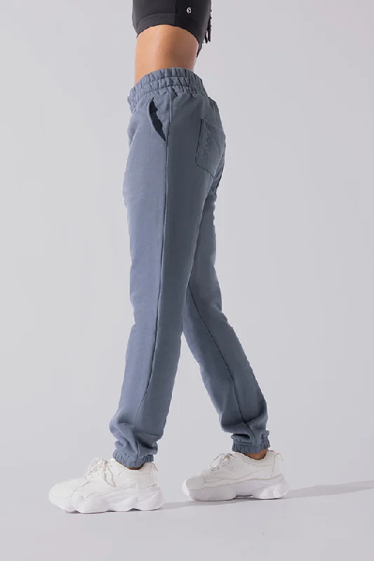 Chic Style, Always In Vogue Cloud Rollover Sweatpant - Denim Blue