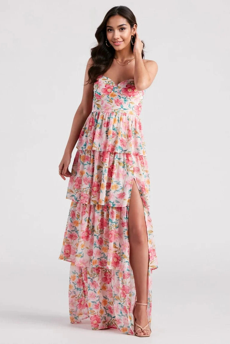 Unbeatable Prices Sheryl Formal Floral Chiffon Ruffle Dress