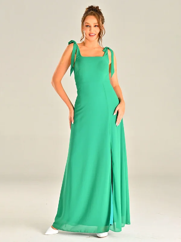 The Epitome Of Modern Women's Fashion Emerald Green Chiffon Bridesmaid Dresses Sleeveless Slip