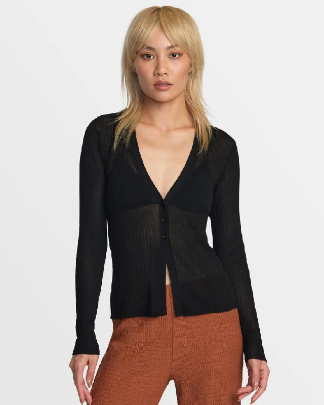 Trendy Boutiques Online RVCA MORTICIA SWEATER TOP - BLACK