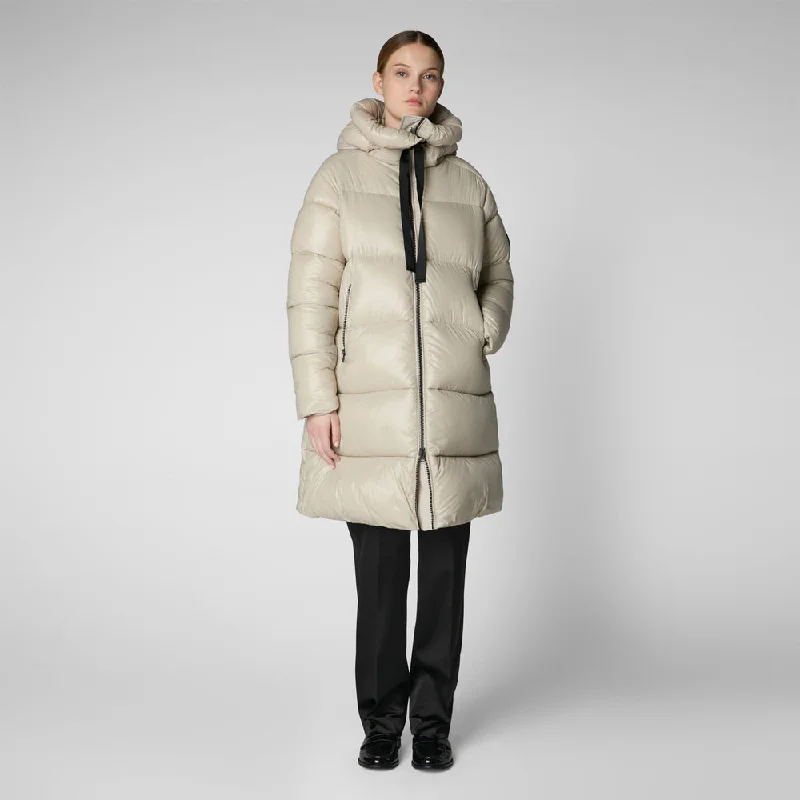 Big Savings Women's Isabel Hooded Puffer Coat in Rainy Beige