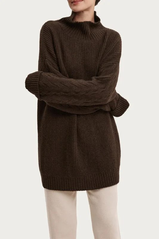 Graceful Fashion Yak Wool Turtleneck Sweater In Coffee