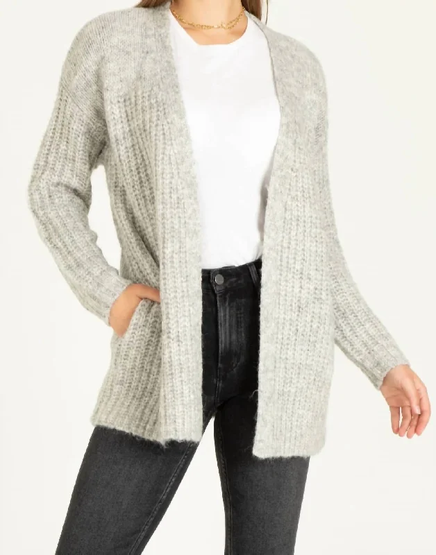 Comfort Centric Apparel Hibiscus Cardigan In Heather Grey