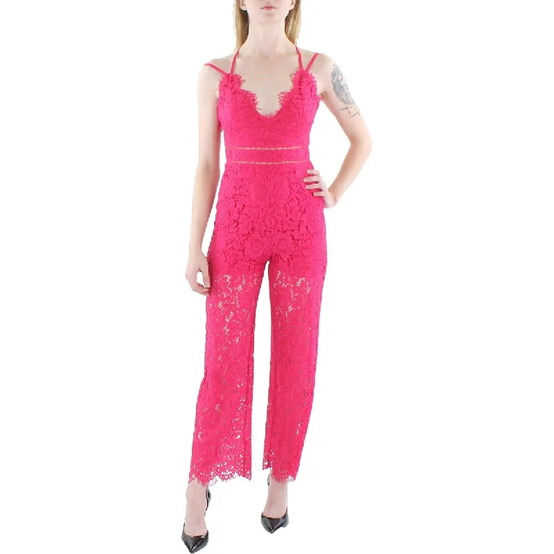 Women's High Street Fashion Bebe Womens Lace Ladderstitch Jumpsuit