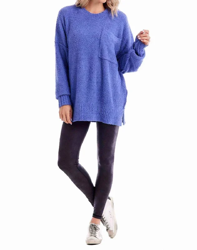 Style Revolution Rome Chenille Sweater In Blue