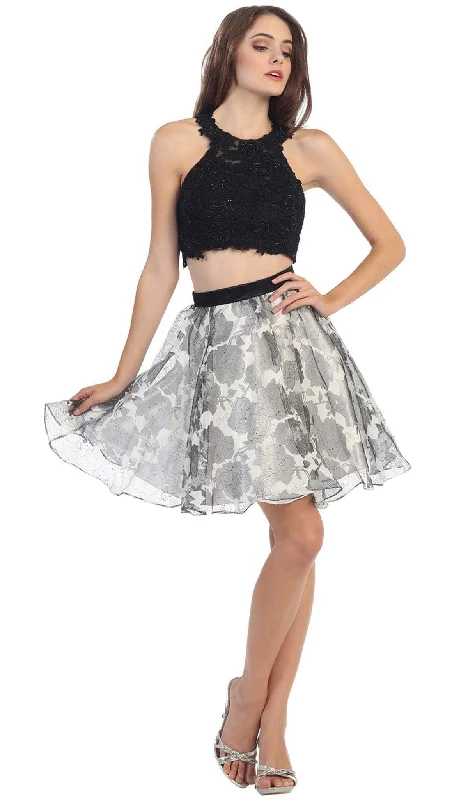 Unleash Your Fashion Eureka Fashion - Two Piece Lace Printed Cocktail Dress