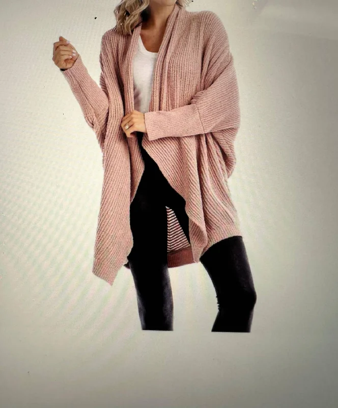 Unleash Your Trendy Side Bonnie Draped Cardigan In Pink