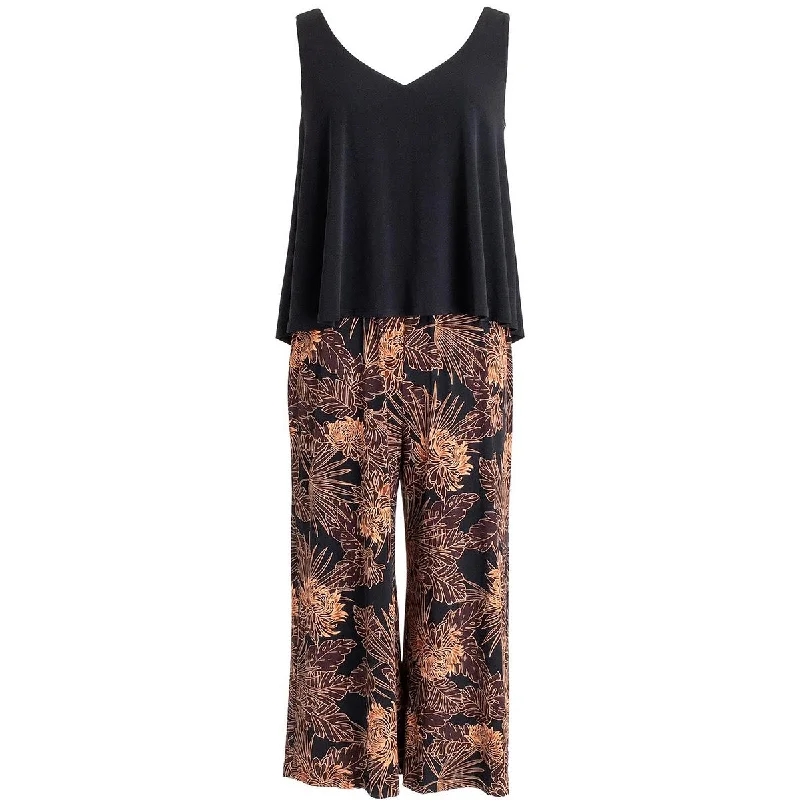 Signature Style Essentials Connected Apparel Womens Printed Cropped Jumpsuit