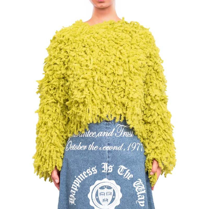 Chic And Edgy Sweater with "Boucle Meta fur" concept Yellow