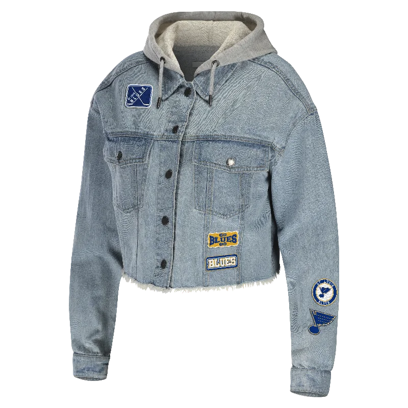 Relaxed Style ST. LOUIS BLUES WEAR BY ERIN ANDREWS DENIM HOODIE JACKET