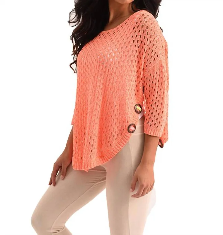 Limited Time Offers Aimee Wooden Button Poncho In Melon