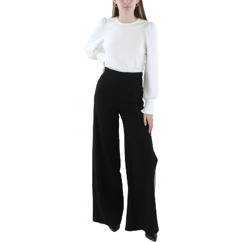 Attire Sale Black Halo Womens Long Puff Sleeve Wide Leg Jumpsuit