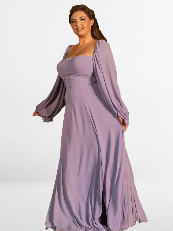 Exclusive Sale 2025 Lavender Purple Plus Size Bridesmaid Dresses Removable Long Sleeves