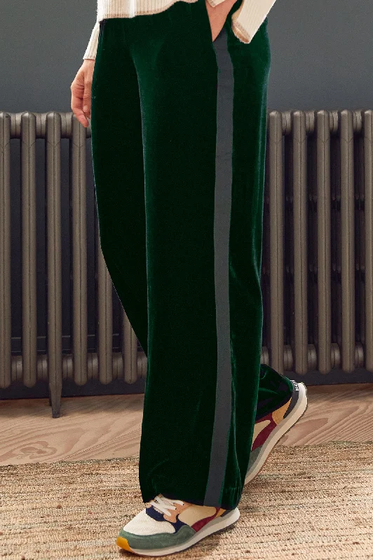 Trendy Women's Dresses Online Velvet Side Stripe Trousers | Emerald