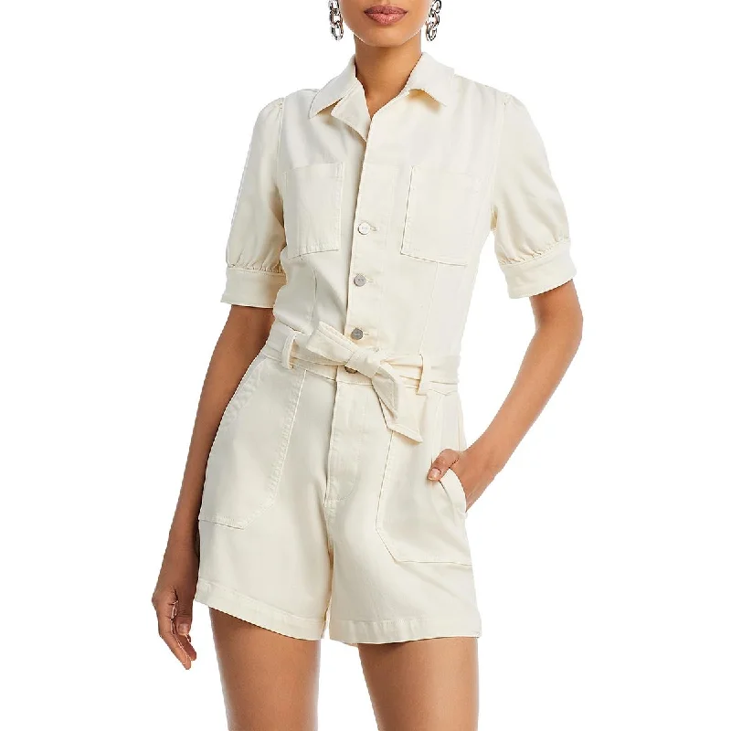 Chic Women's Clothing Online Paige Womens Mayslie Notch Collar Button Front Romper