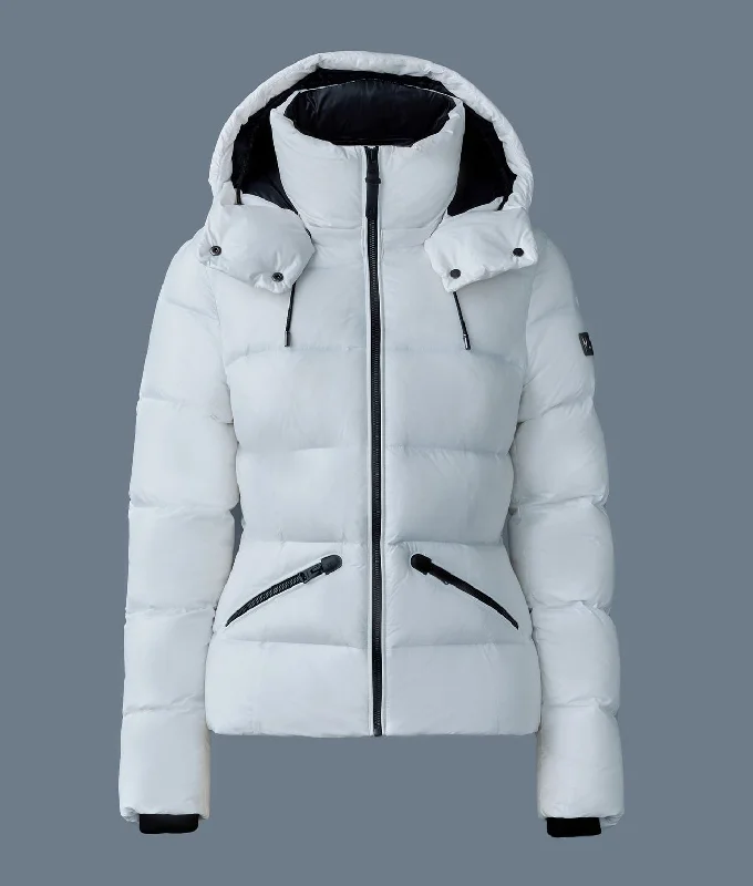 Seasonal Clearance MADALYN lustrous light down jacket with hood for ladies White